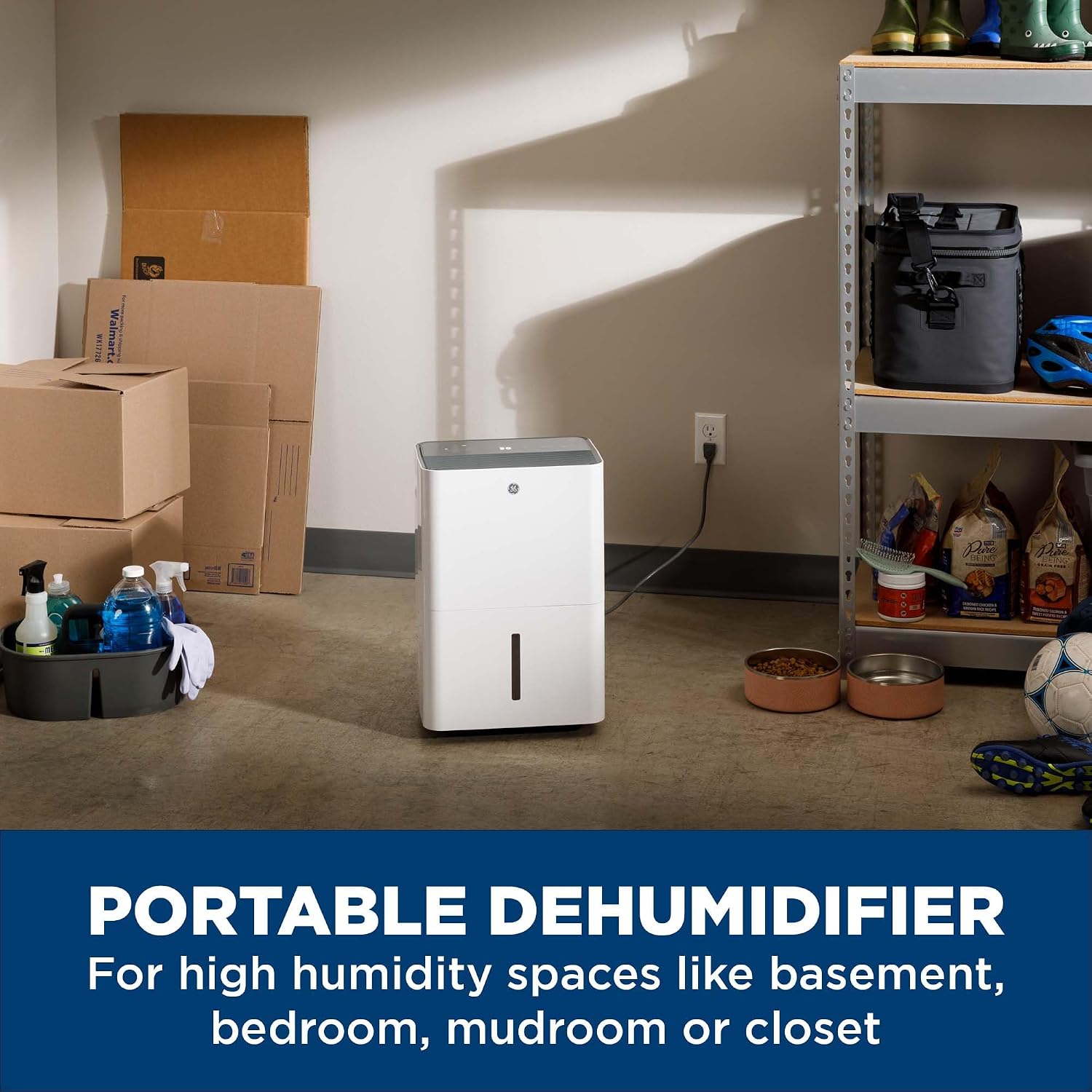 GE Energy Star Portable Dehumidifier for Basement, Bedroom, Bathroom, Closet or Small Rooms up to 1500 Sq Ft, 22 Pint with Removable Bucket and Continuous Drain Connect for Auto or Manual Drainage