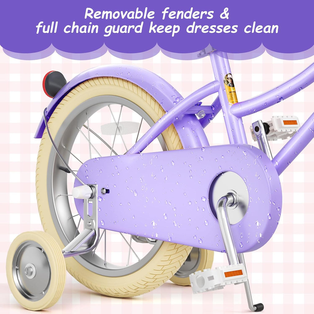 Glaf Girls Bike with Training Wheels Toddler Kids Bike for 2-12 Years Old 12 14 16 18 20 Inch Children Cruiser Bicycle with Adjustable Seat and Handlebar
