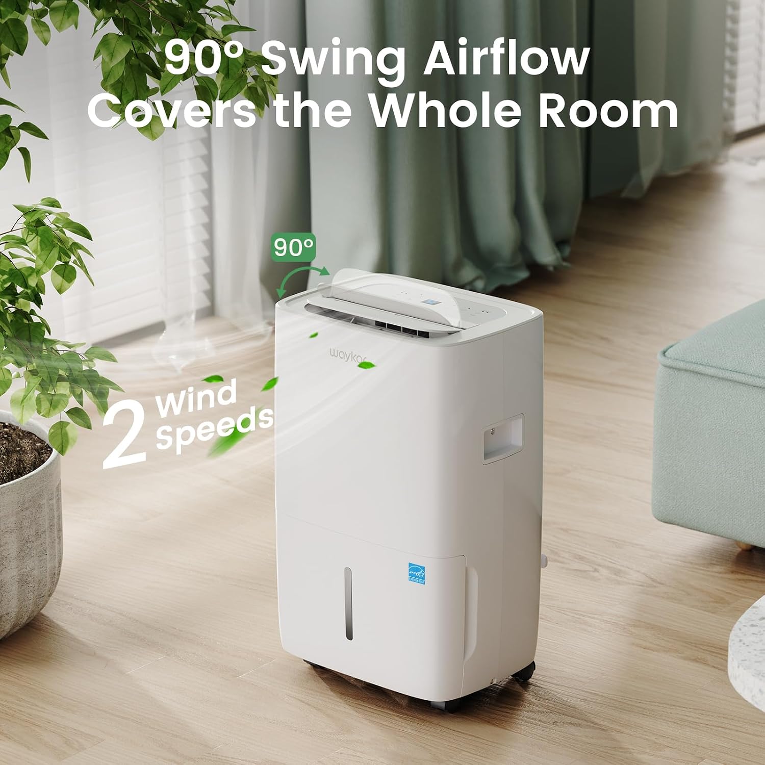 Waykar 80 Pints 2025 Energy Star Dehumidifier for Spaces up to 5,000 Sq. Ft for Basement and Home, Large Room with Drain Hose and 1.14 Gallons Water Tank