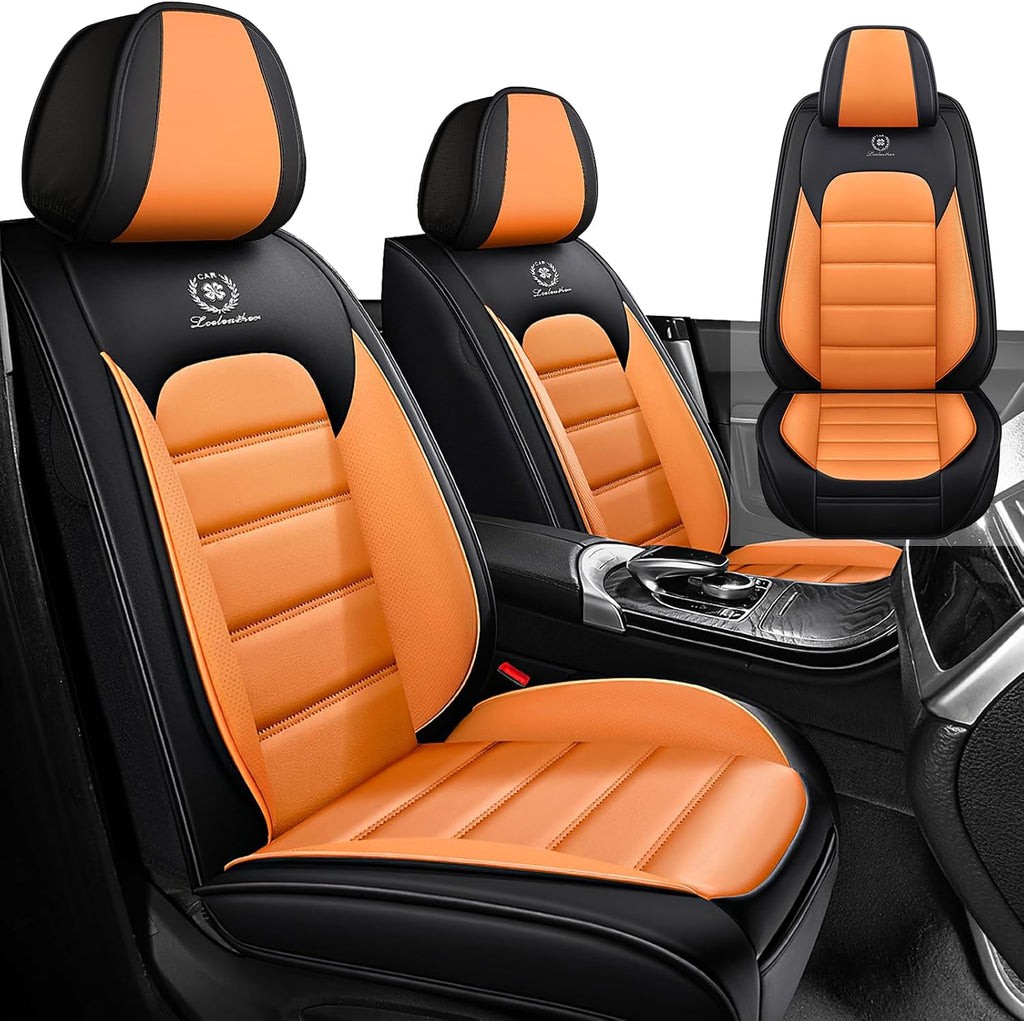 Car Seat Cover Fit for Dodge Charger 2006-2024,Compatible Airbag Non-Slip Waterproof Seat Cover,Car Seat Protector Premium Interior (Standard 2 Seats,Black Orange)