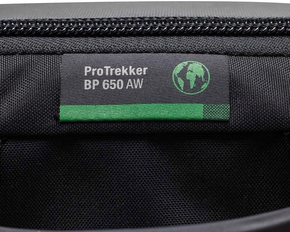 Lowepro Pro Trekker BP 650 AW II, Outdoor Camera Backpack with Recycled Fabric, Fits 800mm lenses, Weatherproof Cover, Mirrorless/DSLR Camera Case, Black/Dark Grey, Coated Main Fabric, Sealed Zippers