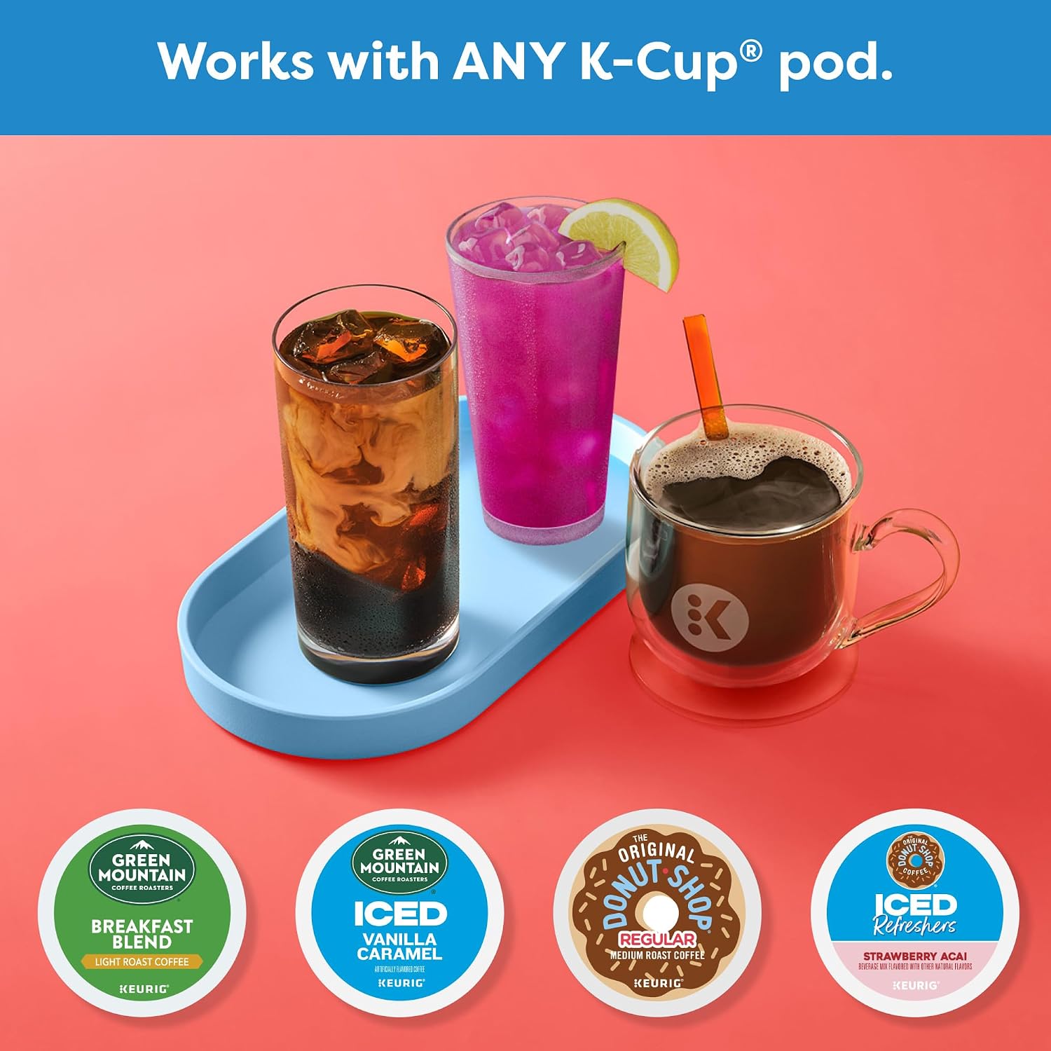 Keurig K-Brew+Chill Iced or Hot Single-Serve K-Cup Coffee Maker with MultiStream and QuickChill Technology, 70oz. Removable Reservoir