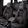 5PCS Leather Pickup Trucks Seat Covers for 2007-2025 2026 Chevy Silverado 2500 HD,Non-Slip Vehicle Car Seat Covers,Airbag Compatible Car Seat Cushion Protectors(Luxury,Black+Red Bars)