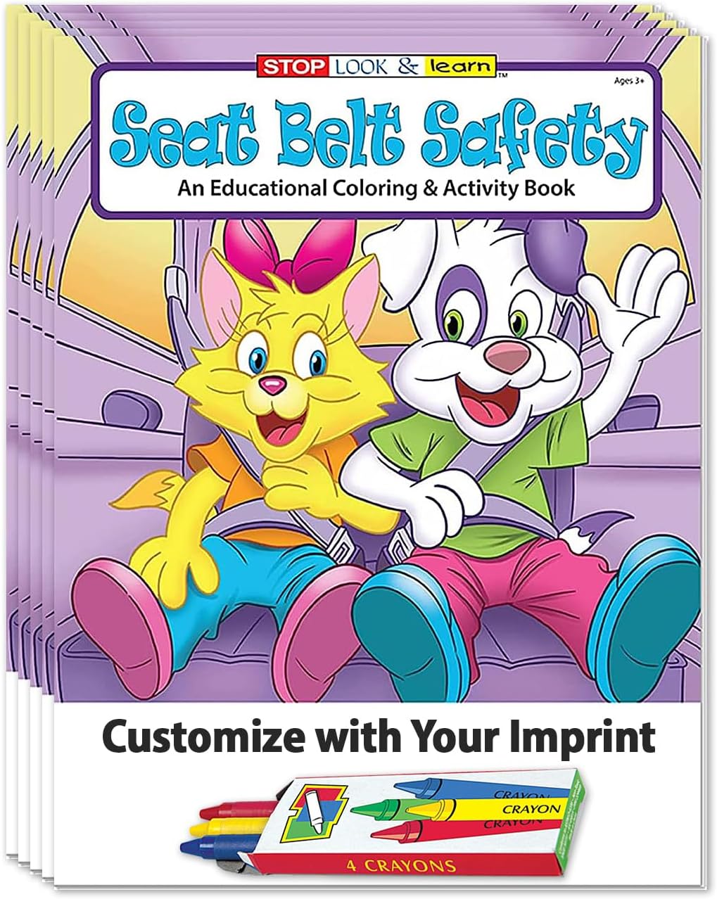 ZOCO – Seat Belt Safety – Custom Promotional Coloring Books (250 Bulk Pack, with Crayons) – Games, Puzzles, Activities to Teach Kids to Buckle Up