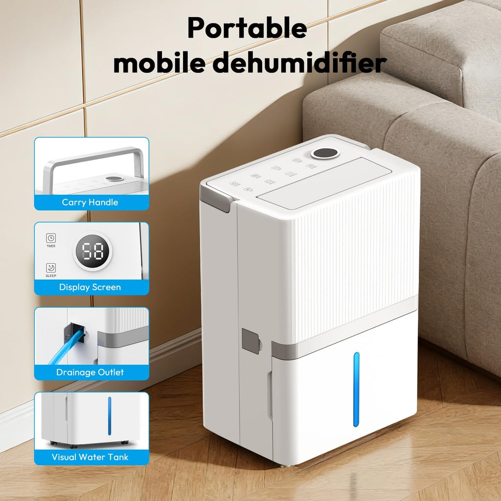 HUMILABS 5000 Sq.Ft Dehumidifier for Basement and Home, 75 Pints Dehumidifier with Drain Hose, Smart Humidity Control, 24H-Timer, for Bedroom, Bathroom, Large Room