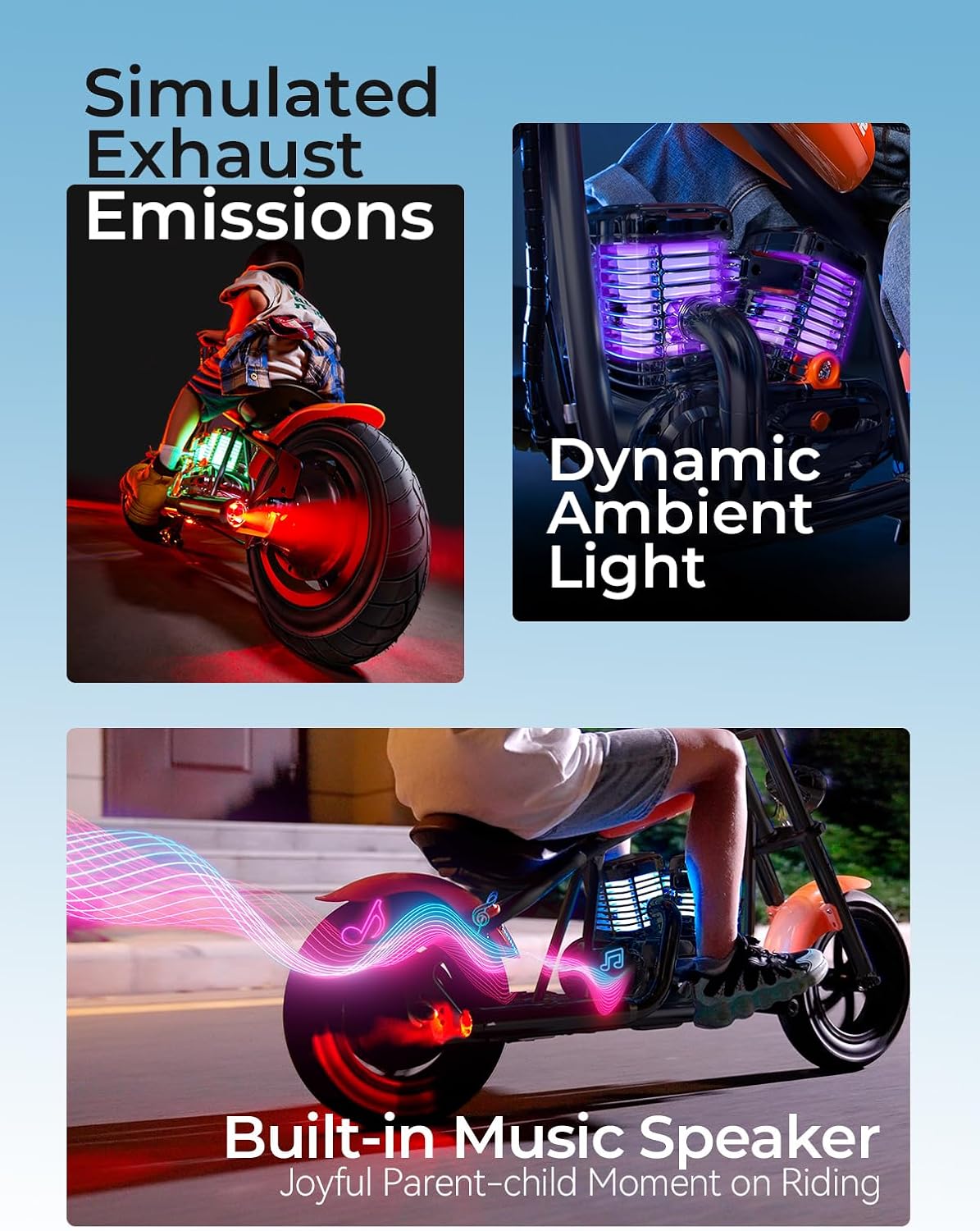 Hyper GoGo Kids Electric Bike, Electric Bike with Vibrant Ambient Lighting, 3 Speed Modes up to 10 MPH, 60 Minutes of Continuous Ride Time (Green)
