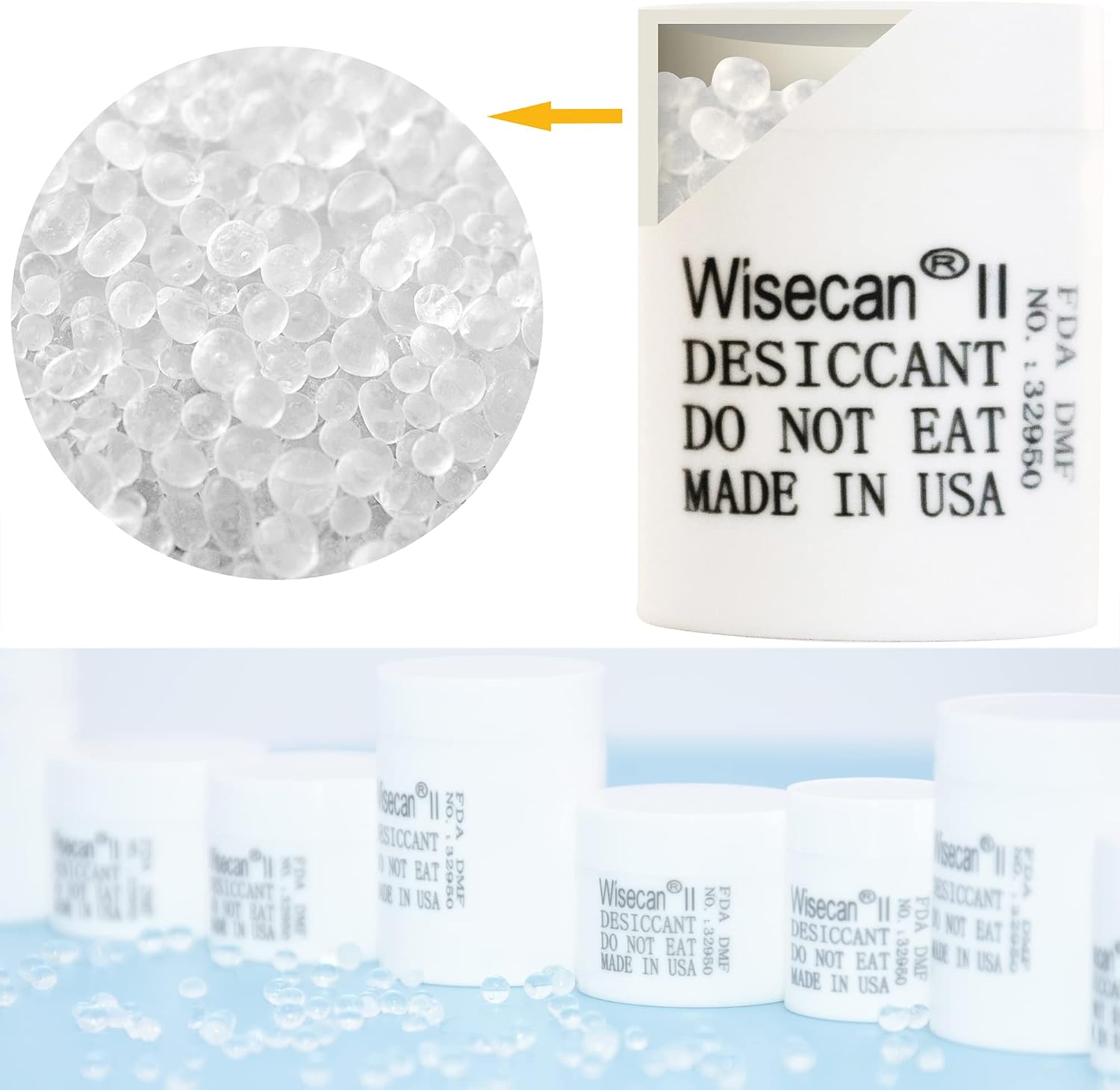 Wisesorb 1 Gram 4000 Pack Silica Gel Canister, Desiccant Canister, Silica Gel Capsules, Desiccant Capsules, Moisture Absorbers for Food Storage, Food Safe Dehumidifiers Wisecan