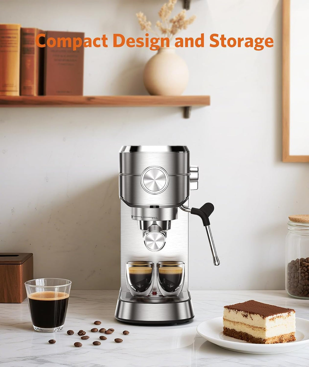 COWSAR Espresso Machine 20 Bar,Compact Espresso Machine with Milk Frother,Stainless Steel Coffee Maker with 40 oz Removable Water Tank for Cappuccino,Latte