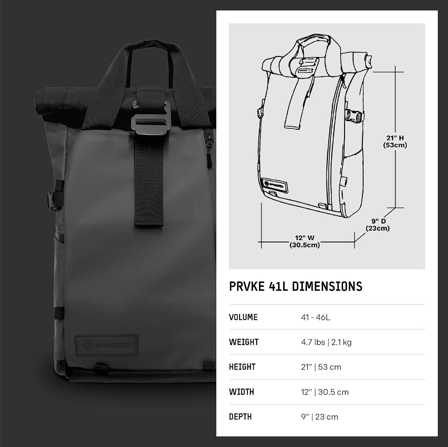 WANDRD PRVKE 41L Photography Bundle: Weather-Resistant Travel & Camera Backpack with Laptop Sleeve, Quick Side Access, Clamshell Opening – Ideal Photography & Travel Bag (Black)