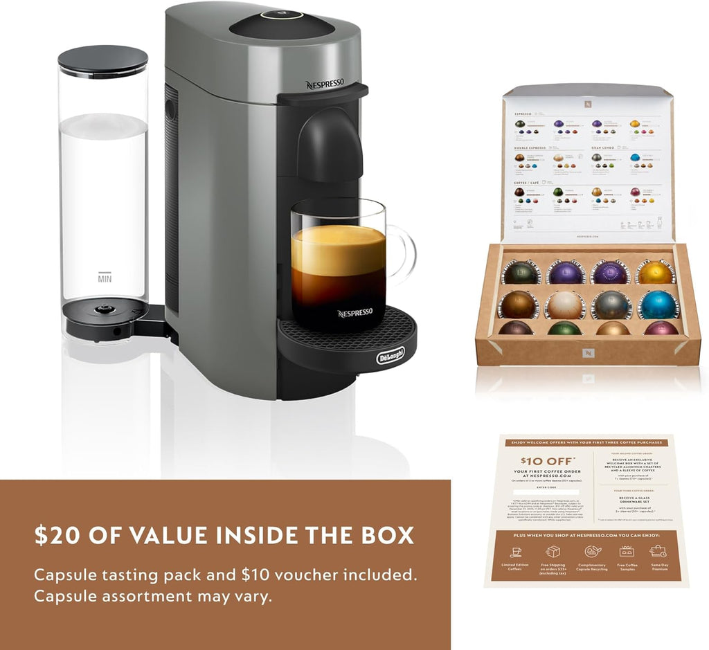 De'Longhi Nespresso Vertuo Plus Coffee and Espresso Maker by De'Longhi, Grey