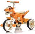 Dinosaur Kids Tricycle for Rider, Toddlers Kid Trike Bike Big Wheel with Wide Flash Wheels, Anti-Slip Pedals, Storage Basket, Music & LED Lights, Kids Bike for 3-6 Year Old Girls & Boys (Orange)