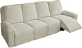 vctops 10 Pieces Cotton Linen Recliner Sofa Covers Rustic Stretch Soft 4 Seats Couch Cover Anti-Slip Sofa Slipcover Furniture Protector with Elastic Bottom for Kids Pet (Beige Grey,4 Seat)