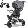 RIDYEE 7-in-1 Tricycle for 18 Months to 5 Years, All-Terrain Rubber Tires, Dual Wheel Brakes, Rotatable Seat for Toddlers 1.5-3, Tricycle for 3-5 Years with DIY Stickers, White