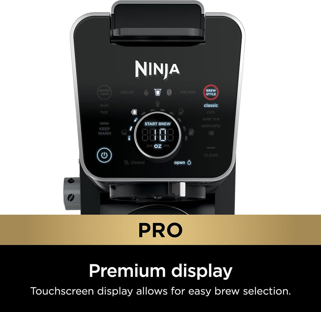 Ninja Specialty Drip Coffee Maker | DualBrewTM Pro Specialty Coffee Machine w/Frother, Permanent Filter | Brew w/Pods & Grounds, K Cups Compatible | 4 Brew Styles, 13 Cup to Pot Sizes | Black CFP307