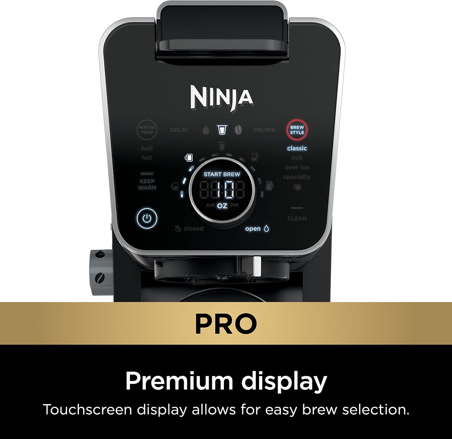 Ninja Specialty Drip Coffee Maker | DualBrewTM Pro Specialty Coffee Machine w/Frother, Permanent Filter | Brew w/Pods & Grounds, K Cups Compatible | 4 Brew Styles, 13 Cup to Pot Sizes | Black CFP307