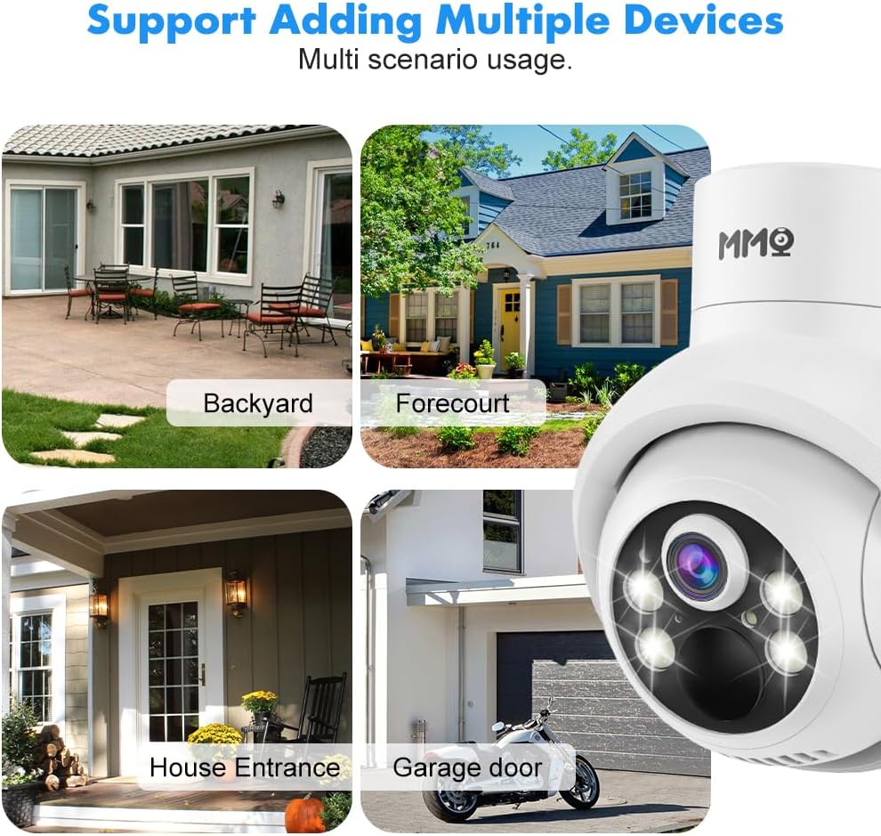 MMQ Solar Security Cameras Outdoor, 4MP PTZ Solar Panel for Security Cameras, Battery Powered Wireless Cameras for Home with 128GB Card, PIR Motion Detection, Color Night Vision, Work with Alexa