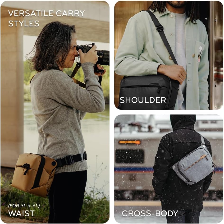 Peak Design Everyday Sling 6L, Kelp, Padded Adjustable Shoulder Strap for Crossbody or Waist Carry, FlexFold Dividers, Ideal for Carrying Cameras or Everyday Essentials, Sling Bag for Men and Women