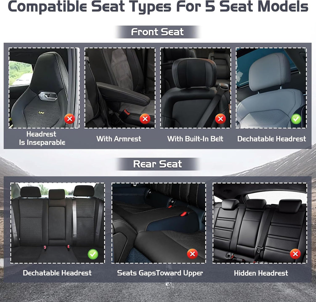 Car Seat Covers for Chevy Suburban 2000-2026, Waterproof Nappa Leather Full Set Seat Cover, Anti-Slip and Comfortable Automotive Seat Protector&Accessories(Black Gray)