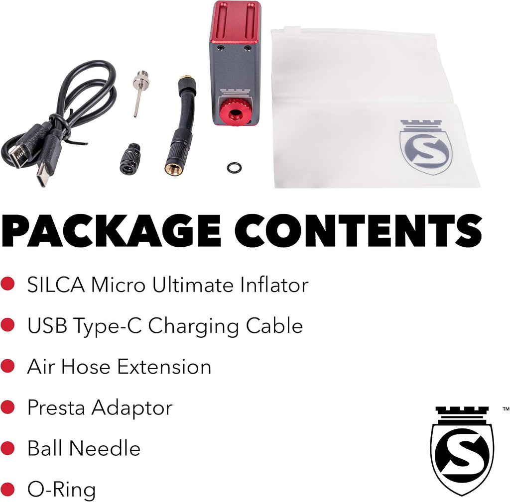 SILCA ELETTRICO Electric Bike Pump - Digital Bicycle Tire Pump with Auto Shut-Off, USB-C Rechargeable, Ultra-Light & TSA-Compliant for Travel - Universal Compatibility