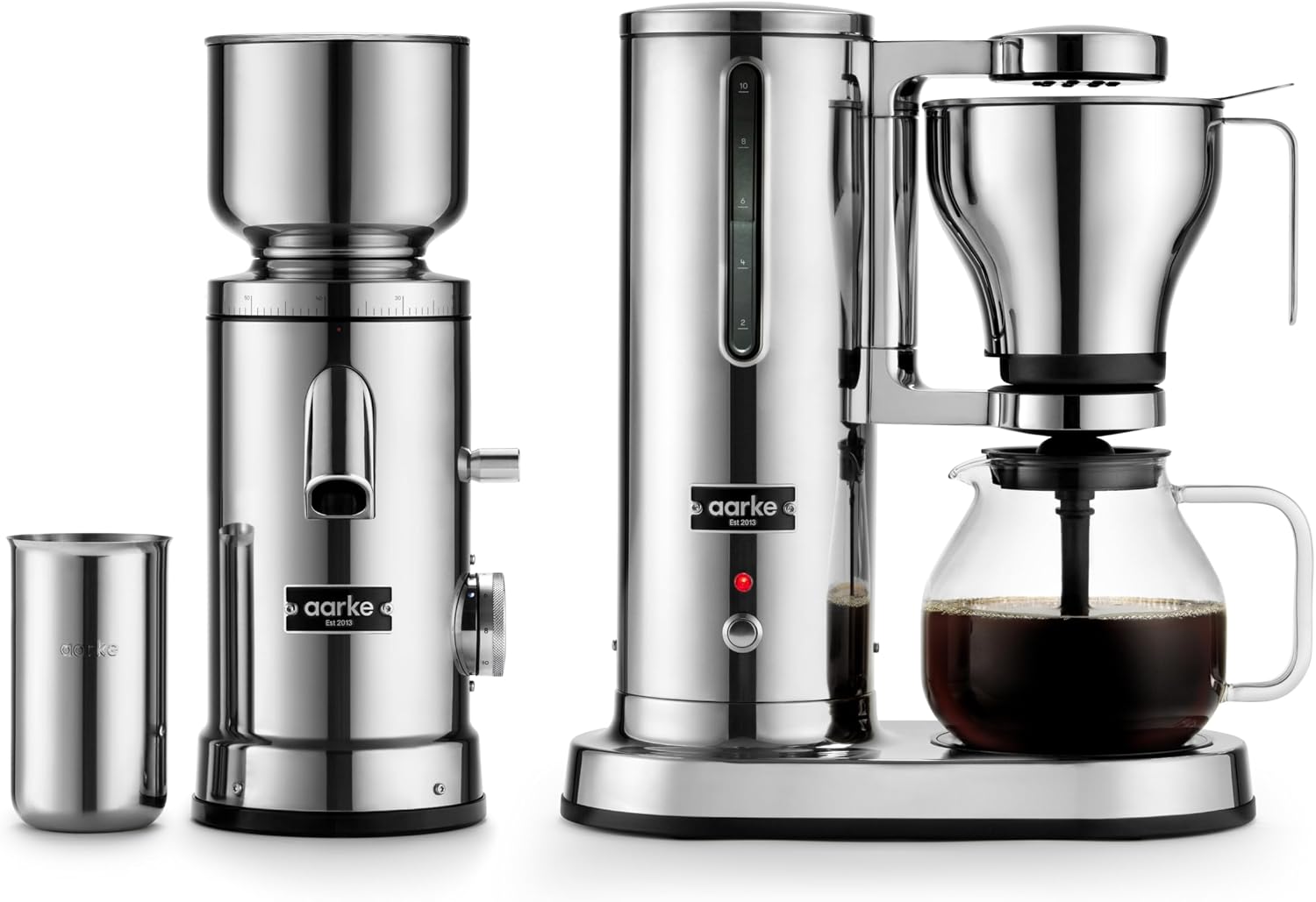 aarke Coffee Maker and Grinder Bundle - Premium Stainless Steel Coffee Maker and Electric Coffee Grinder Included, SCA-Certified, with 60 Grinder Settings, Stainless Steel