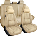 for Land Rover Discovery 1999-2024 2025 Leather Seat Covers,Waterproof Anti-Slip Car Seat Protectors,Soft Front&Rear Car Seat Cushions,Easy to Install Car Seat Covers(Beige,5 Seats Luxury)
