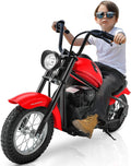 ELEMARA Electric Dirt Bike, 15 mph & 150lb Max, 24V Ride on Toy for Big Kids w/LED Lights & Power Display,Chain-Driven Motor,Twist-Grip Throttle, Shock Springs,Handbrake,12' Air-Filled Tires-Red