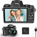 8K Digital Camera for Photography, WiFi & 4' Touch Screen Vlogging Camera for YouTube with Dual-Lens, 64MP Vlog Cameras 16X Digital Zoom with 32GB TF Card, 3000mAh Battery, Lens Hood, Black