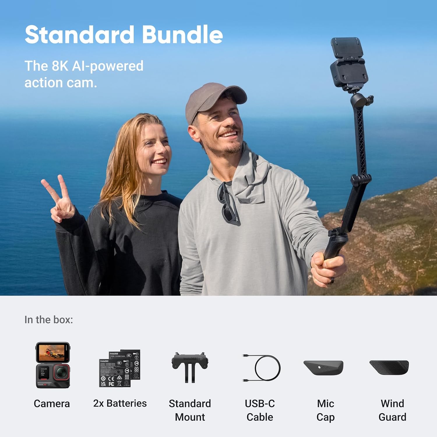Insta360 Ace Pro 2 Dual Battery Bundle -8K Waterproof Action Camera Co-Engineered with Leica, 1/1.3' Sensor, Dual AI Chip, Leading Low Light, Superior Audio, Flip Screen & AI Editing for Motorcycling