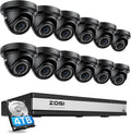 ZOSI H.265+ 4K 16CH PoE Security Camera System, 12 X Wired 5MP (3K) Dome PoE IP Cameras Outdoor Indoor, 16CH NVR with 4TB HDD for 24/7 Recording, 80ft Night Vision, Motion Detection, Remote Access