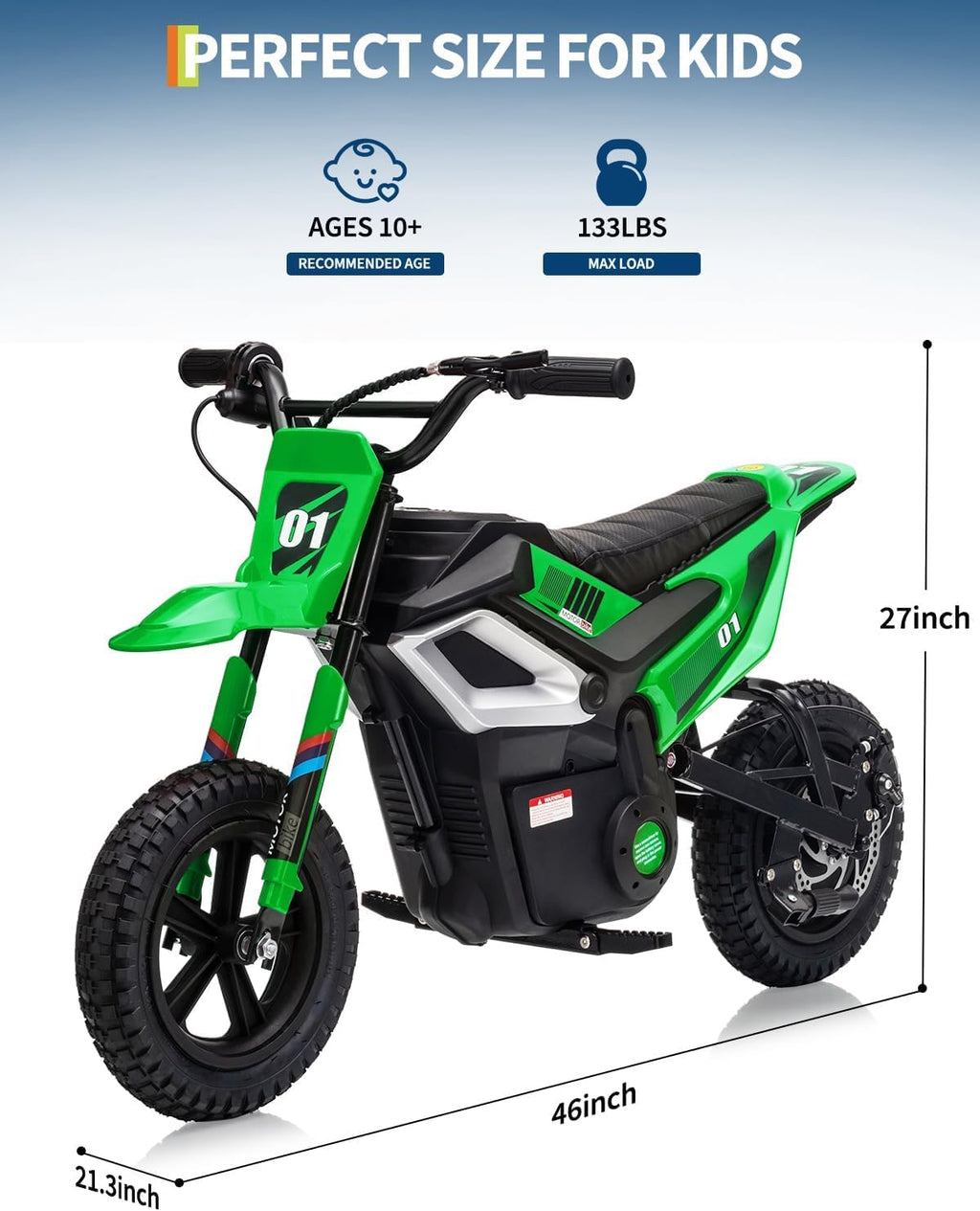 GarveeLife Electric Dirt Bike for Teens, 12' Fat Tire 350W Electric Motorcycle with 24V Battery, 14MPH Top Speed, 130 LBS Max Load, Mini Dirtbike for Kids, Mountain Off-Road Bike Fit Age 10+