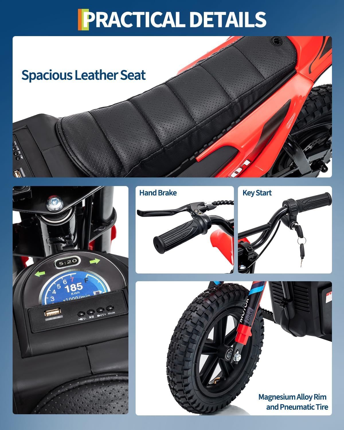 GarveeLife Electric Dirt Bike for Teens, 12' Fat Tire 350W Electric Motorcycle with 24V Battery, 14MPH Top Speed, 130 LBS Max Load, Mini Dirtbike for Kids, Mountain Off-Road Bike Fit Age 10+