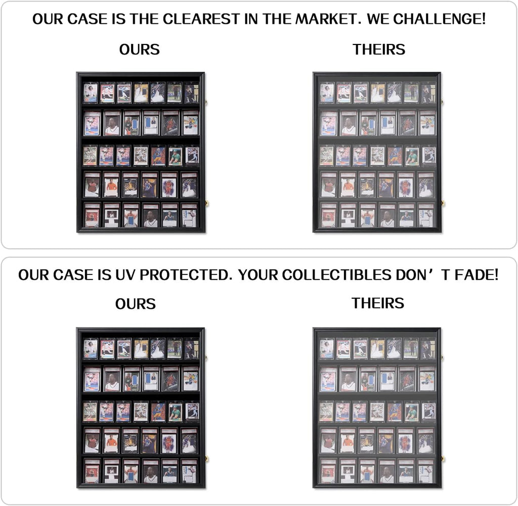 KCRasan 3 Pack 35 Graded Sports Card Display Frame -Baseball Card Display Case Lockable - Trading Card Collector Wall Display Holder for Basketball Football Cards, UV Protection Acrylic