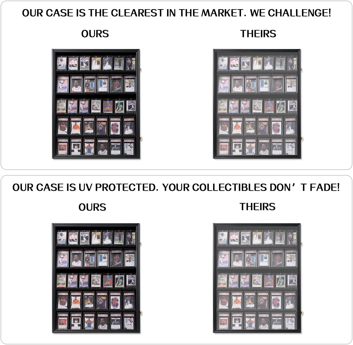 KCRasan 3 Pack 35 Graded Sports Card Display Frame -Baseball Card Display Case Lockable - Trading Card Collector Wall Display Holder for Basketball Football Cards, UV Protection Acrylic