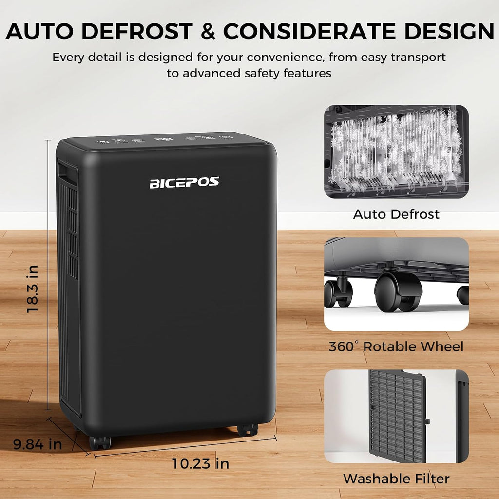 2000 Sq.Ft Dehumidifier for Basement, 30 Pints Dehumidifiers for Home with Drain Hose, 0.52 Gal Water Tank, Intelligent Humidity Control Auto Shut Off for Bathroom, Laundry, RV, Office