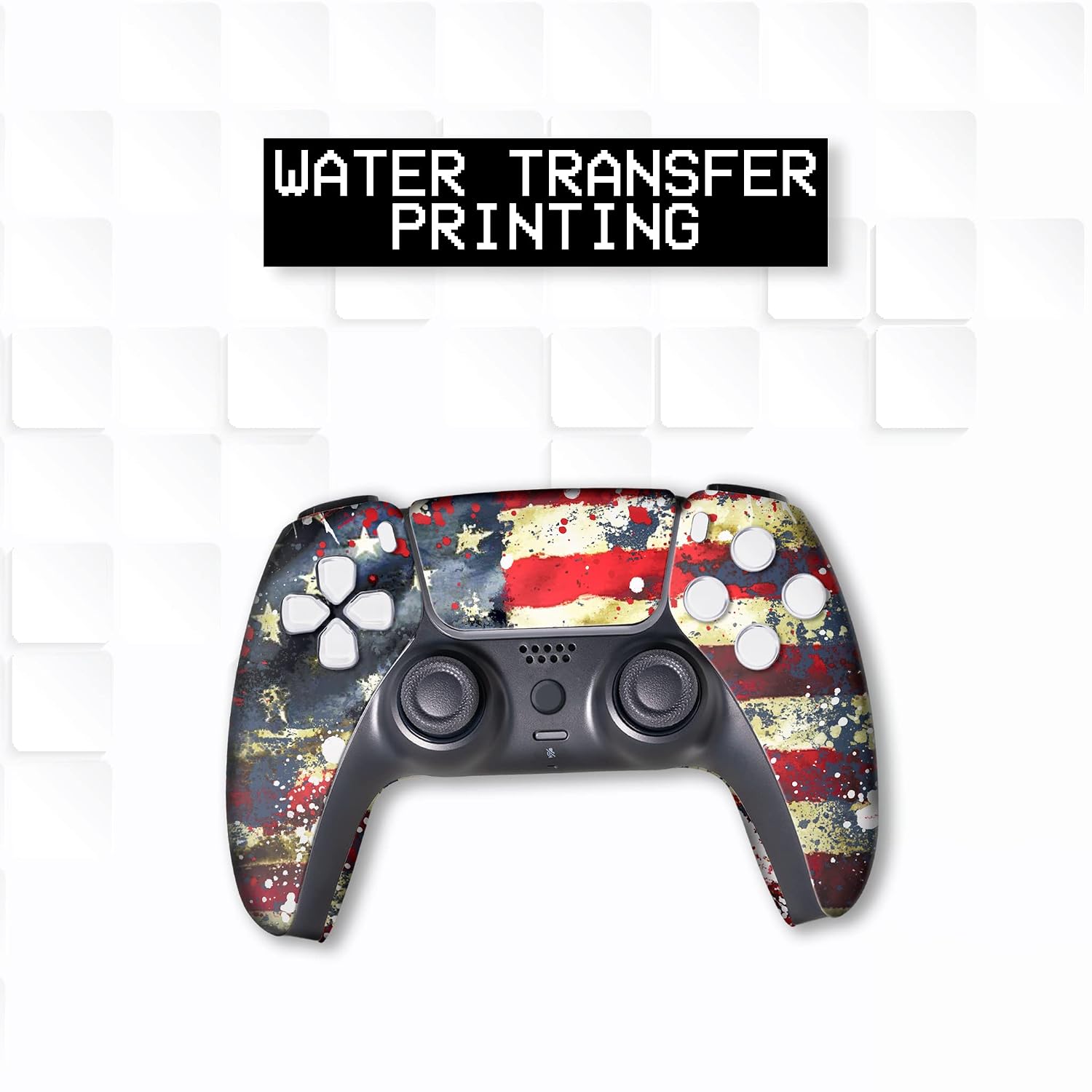Tatterred Flag Custom PS-5 Controller Wireless compatible with Play-Station 5 Console by BCB Controllers | Proudly Customized in USA with Permanent HYDRO-DIP Printing (NOT JUST A SKIN)