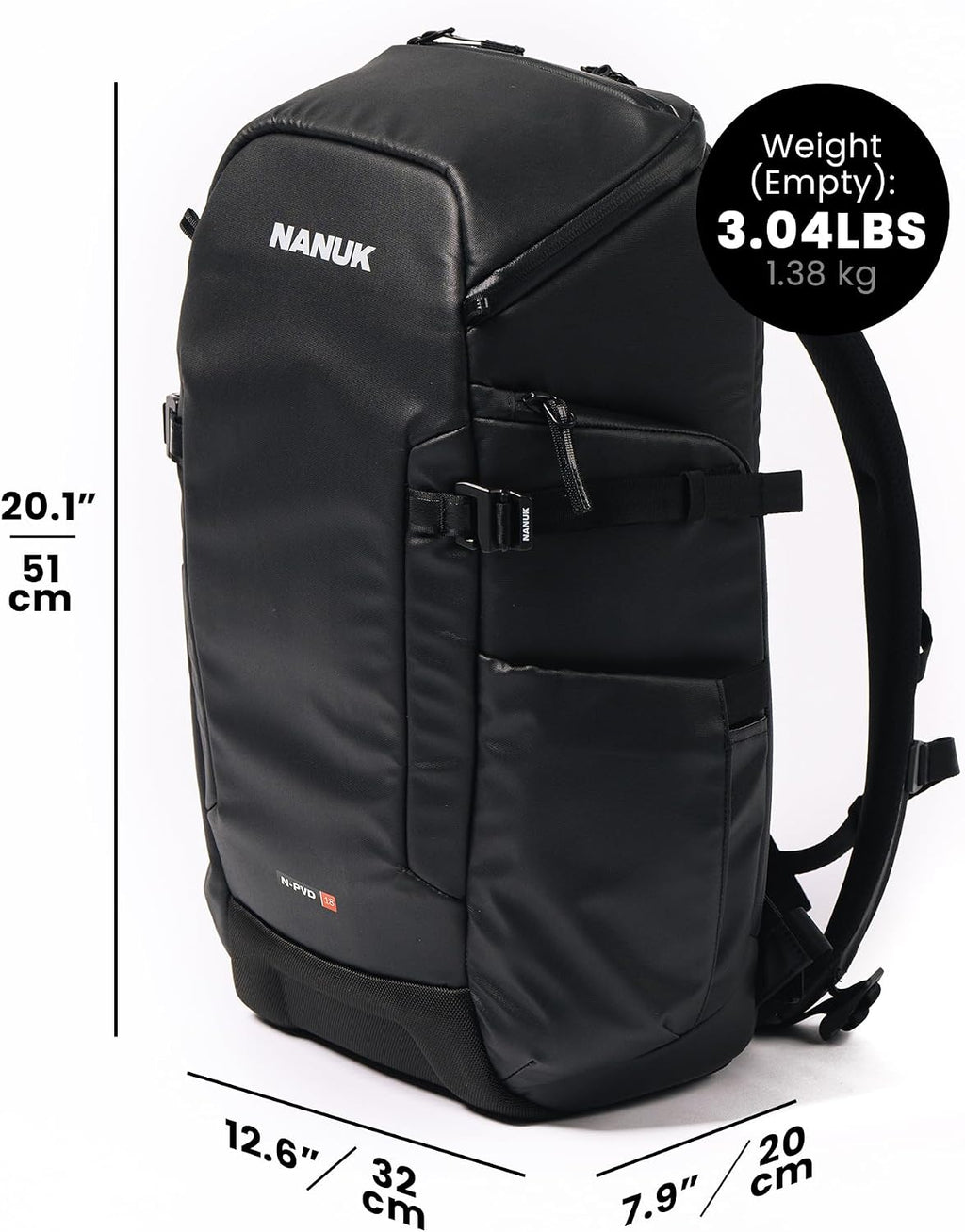 NANUK N-PVD 18L Backpack Camera Bag for Photographers – Hardshell & Highly Water-Resistant | Fits 1 to 2 Camera Bodies, 2 Lenses, Tripod, 14' Laptop, & More