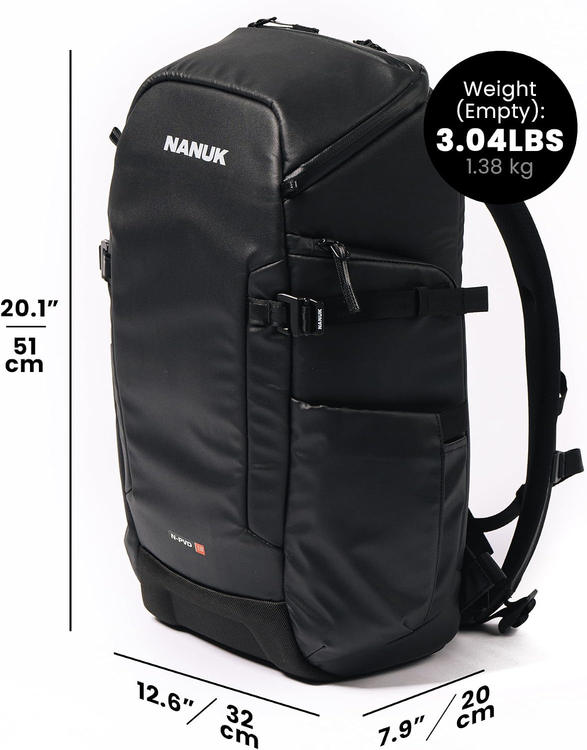 NANUK N-PVD 18L Backpack Camera Bag for Photographers – Hardshell & Highly Water-Resistant | Fits 1 to 2 Camera Bodies, 2 Lenses, Tripod, 14' Laptop, & More