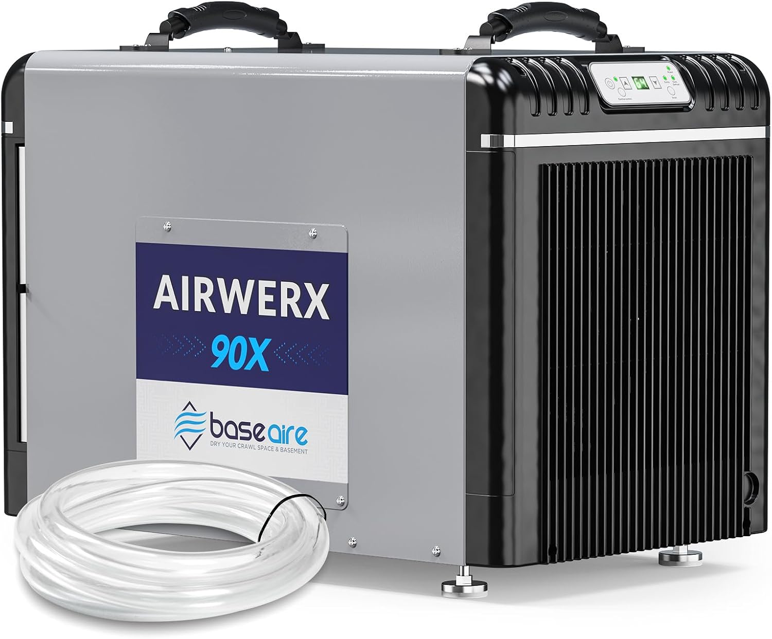 BaseAire 198Pints Dehumidifier with Pump for Crawl Space Basement, 198 Pints Commercial Dehumidifier, Intelligent Humidity Control, Auto Shut off Restart, AirWerx90X