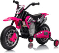 12V Kids Motorcycle w/Treaded Tires, 3.1mph Top Speed Electric Bike for Kids, Training Wheels, Music & Bluetooth, Spring Suspension, Age 3-8 Year Old, Pink