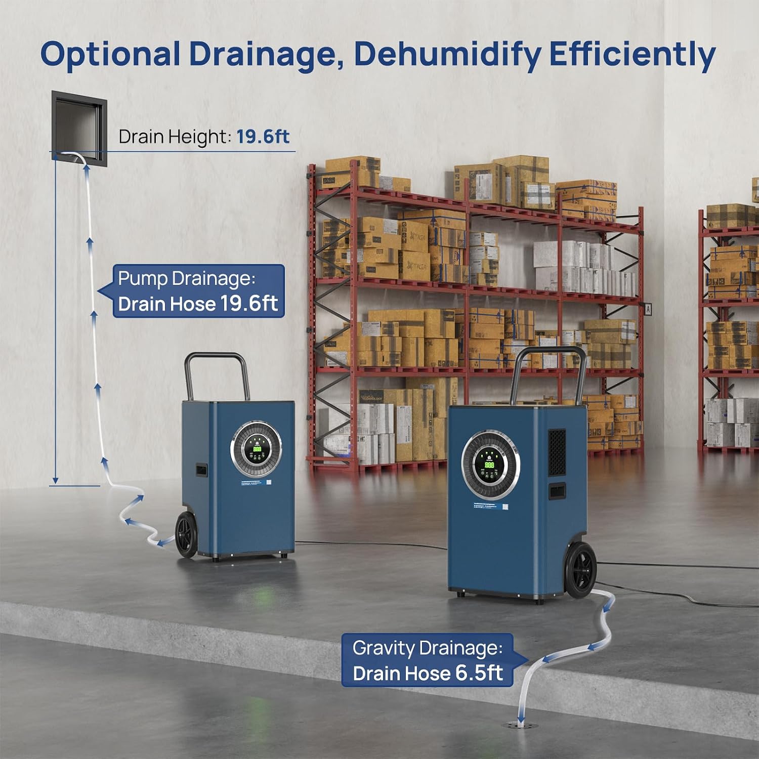 ARGENDON 110 Pints Commercial Dehumidifier with Drain Hose for Basement, Heavy Duty Dehumidifiers with Pump on Wheels for Industrial Uses, Water Damage Restoration, AUTO Defrost, 5-Years Warranty