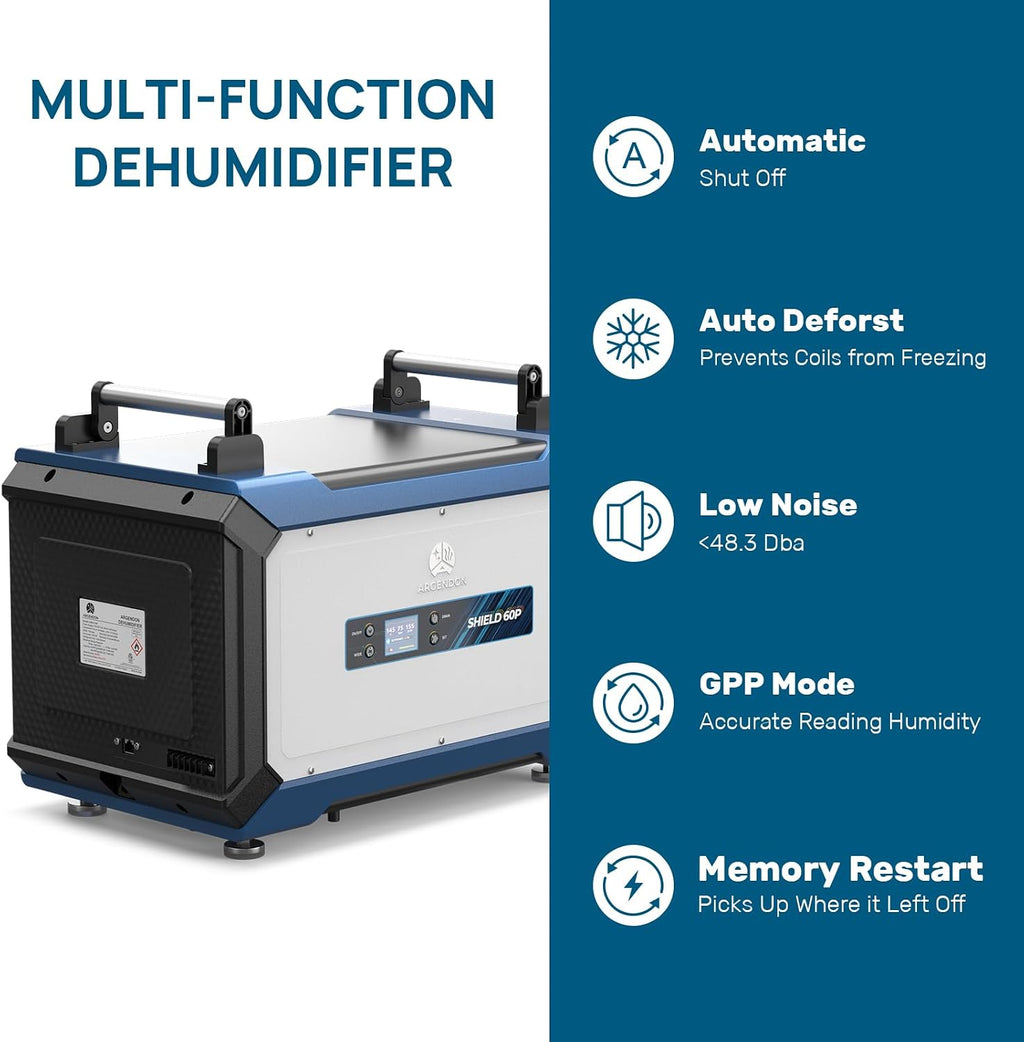 ARGENDON 180 Pints Commercial Dehumidifier with Pump for Crawl Space, Industry Water Damage Unit for up to 2,300 sq ft Large Space, Job Sites, Basement, Auto Defrost, 5 Years Limited Warranty