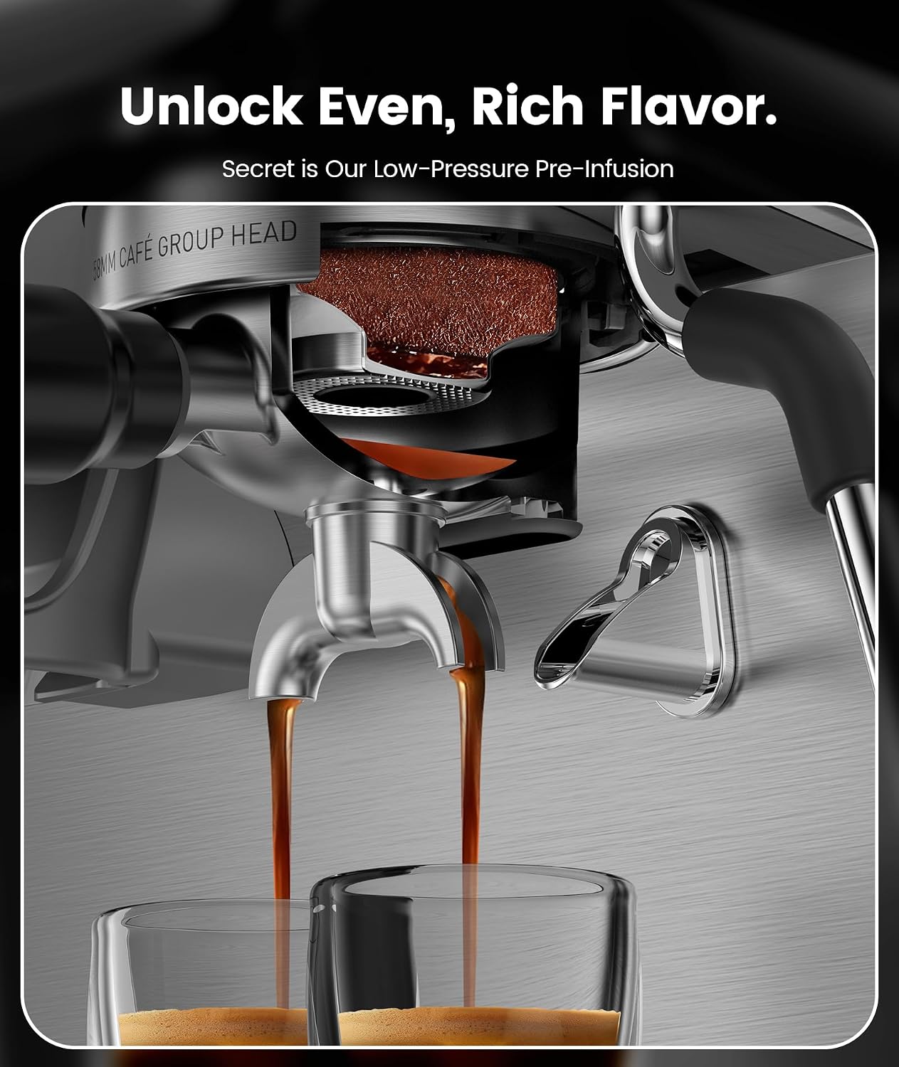 COWSAR Dual Boiler Espresso Machine with Grinder, 20 Bar Espresso Machines with Milk Frother, Espresso Maker with Removable Water Tank, Commercial Expresso Coffee Machines, Brushed Stainless Steel