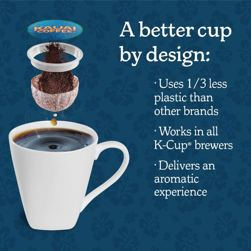 Kauai Coffee Pods Compatible with K-Cup Pods for Keurig Brewers – 20% Hawaiian Arabica – Medium Roast, Rich, Smooth, No Bitterness – Coconut Caramel Crunch, 6 Packs of 12 Single Serve Cups