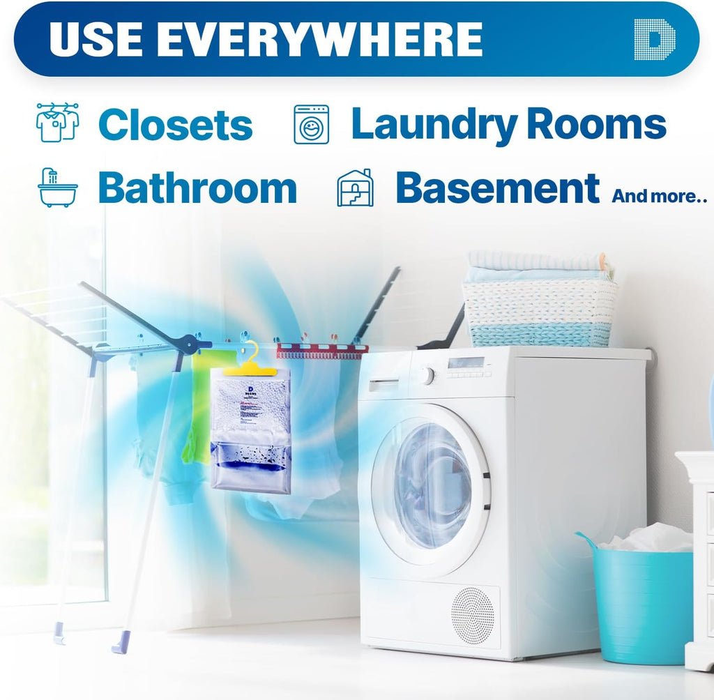 Dry & Dry 88 Pack[7 OZ] Premium Moisture Absorbers Dehumidifiers for Home Dehumidifier for Basement Dehumdifiers for Bedroom Small Dehumidifiers - Dehumidifiers Moisture Absorber, Blue & White