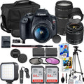 Canon EOS Rebel T7 DSLR Camera with 18-55mm & 75-300mm Lens Bundle with Extra Canon Battery + 2X 64GB Memory Cards + Accessory Kit Including Bag, LED Light, Microphone, Software & More