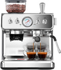 Electactic Espresso Machine with Built-in Grinder, Professional 20 Bar Cappuccino & Latte Machines with Milk Frother, 3-in-1 Stainless Steel Espresso Coffee Maker for Home, Office or Cafe