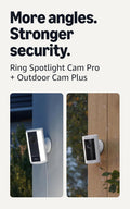 Ring Spotlight Cam Pro, Plug-In (Newest Model), White with Outdoor Cam Plus, Battery, White