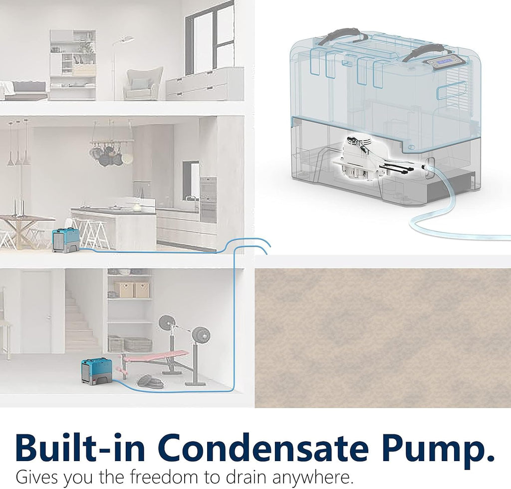 ALORAIR LGR Smart WiFi Commercial Dehumidifier up to 180 PPD (Saturation) with Pump, 5 Years Limited Warranty, Industrial Dehumidifiers, for Garage, Flood Restoration