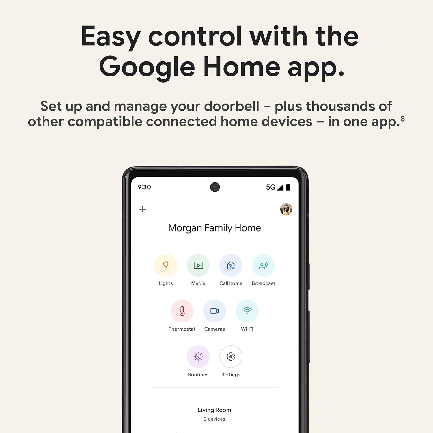 Google Nest Doorbell (Wired, 2nd Gen) - Wired Video Doorbell Camera - Doorbell Security Camera - Snow