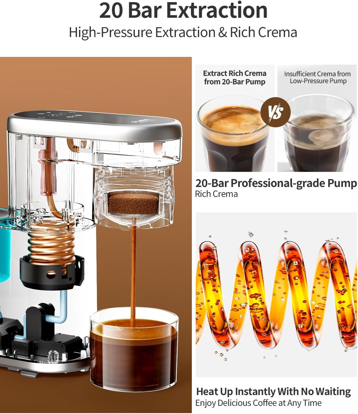 C1 Pro Compact Mini Espresso Machine with NS Capsule & Ground Coffee, Rechargeable Portable Espresso Maker, Electric Small Espresso Machine for Travel RV Car Camping Hiking Office Home with Rich Crema